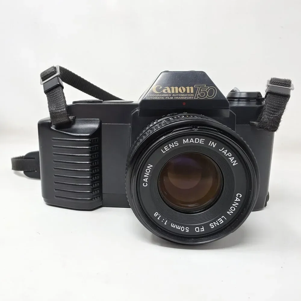 Canon T50 35mm SLR Film Camera with Canon FD 50mm 1:1.8 Lens Tested Working